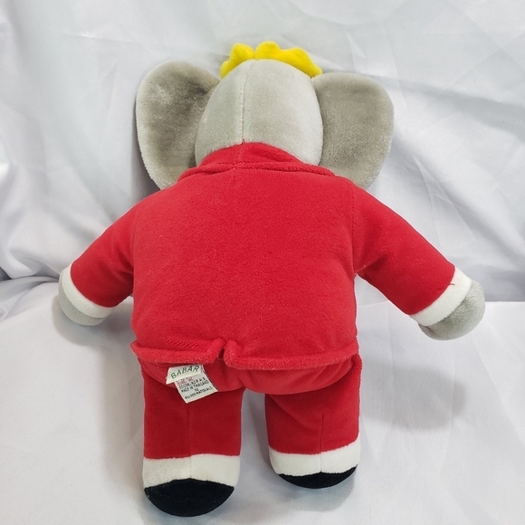 Vintage Babar Elephant King Plush Stuffed Toy Red Suit Gund 14 Inch 1988 Velour - Picture 5 of 9